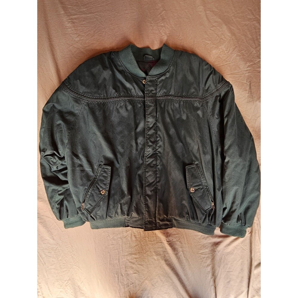 Vintage La Paz by Catalina Men's XL Jacket Green Canvas Plaid Lining Guatemala